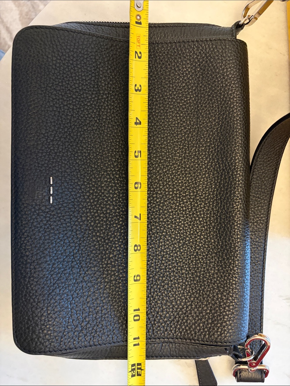 Fendi Black Pebbled Leather Messenger Pouch - Picture 8 of 10